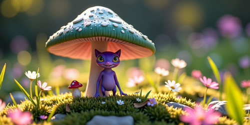 Ultra realistic portrait of an Absurdly Adorable Alien AAA standing behind a giant mushroom in a whi.jpg