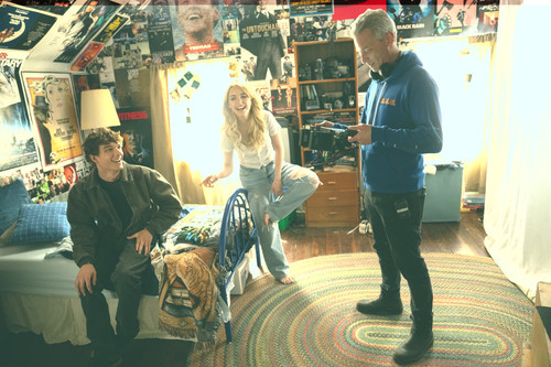 Mason Thames as Miller, McKenna Grace as Clara, and Director Josh Boone in Regretting You from Param.jpg