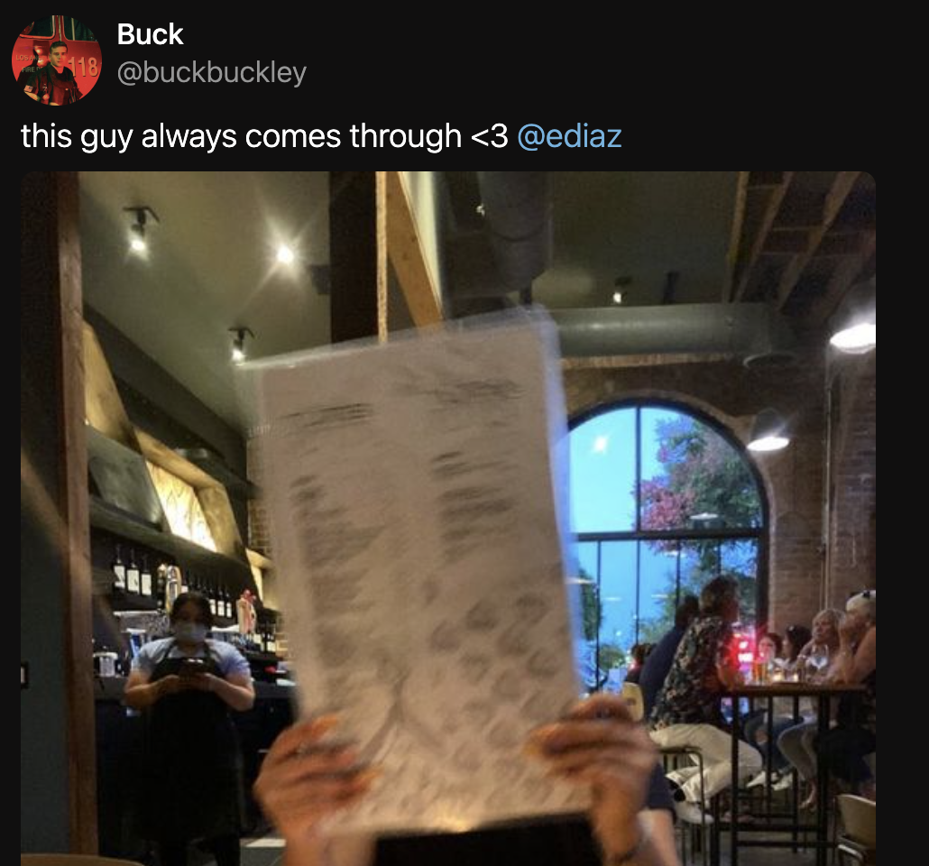 buck's previous tweet screenshot