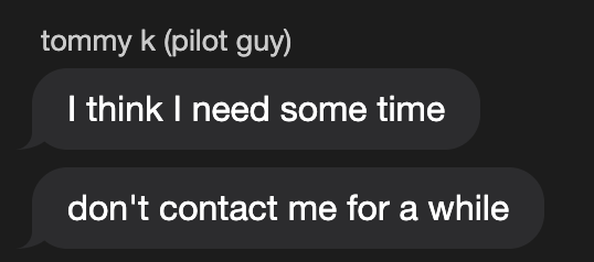 tommy's texts screenshot