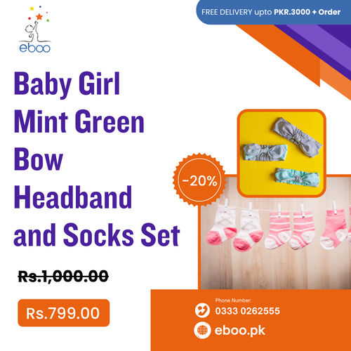 Baby Girl Mint Green Bow Headband and Socks Set.png