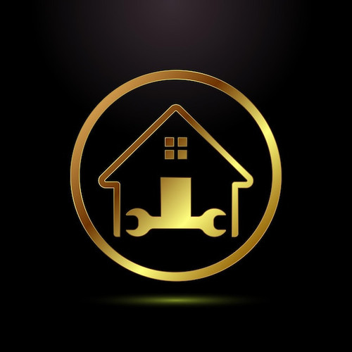 golden home repair logo in circle symbolizing construction and home maintenance services 565585 2125.jpg