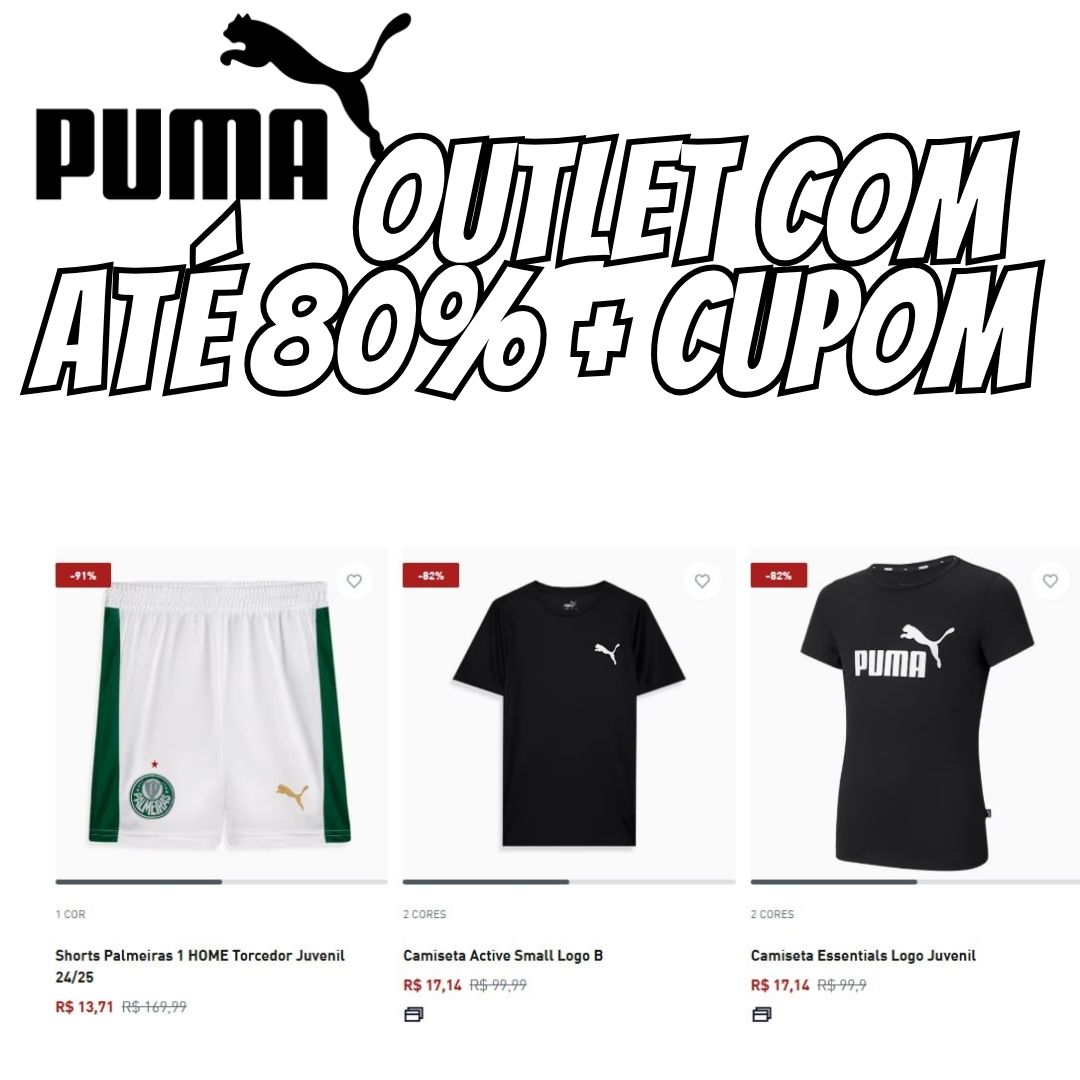 Outlet Puma com até 92% em roupas e calçados