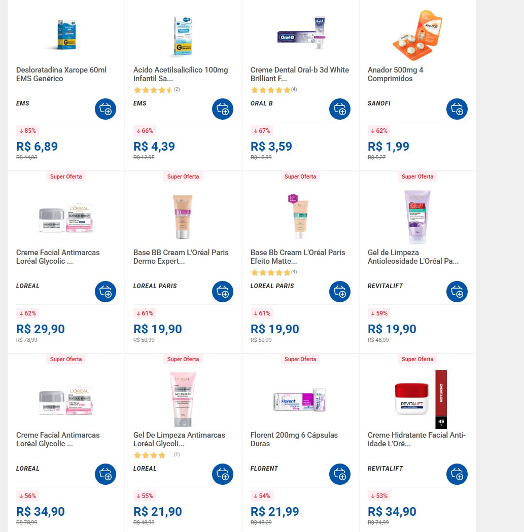 Produtos com até 85% de desconto na Pague Menos
