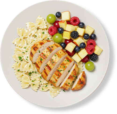3. Farfalle Alfredo with Grilled Chicken & Fresh Fruit (1).png