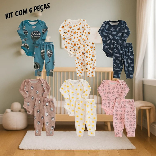Kit 6 Peças De Roupas De Bebê Body Manga Longa E Mijão.jpg