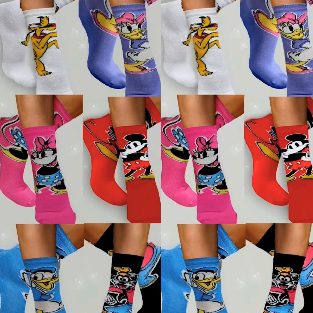 Kit 6 Pares De Meias Infantil Mickey Cano Medio Disney