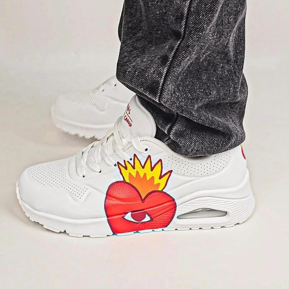 Tênis Feminino Skechers Uno Flaming Heart