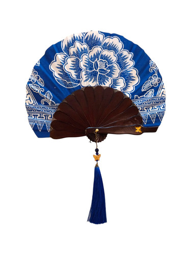 Bundar Batik 23cm Biru Tua Bunga Peony.jpg