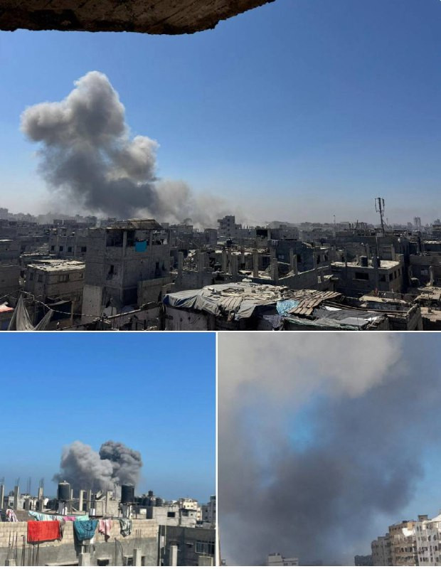 طيران الاحتلال يقصف محيط مدرسة أبو عاصي في مخيم الشاطئ غرب مدينة غزة....