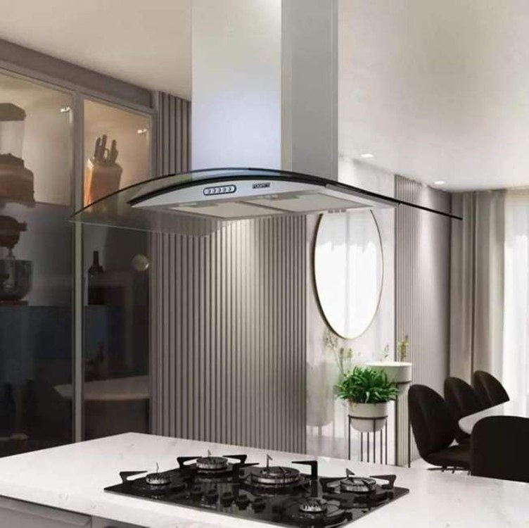 Coifa De Parede Fogatti Slim 80cm Vidro Curvo Inox