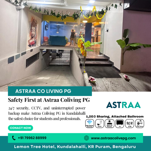Feel secure every day at Astraa Coliving PG with CCTV and continuous power supply