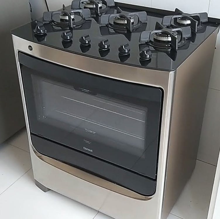 Fogão 5 Bocas Consul Inox Mesa de Vidro CFS5VARUNA – Bivolt
