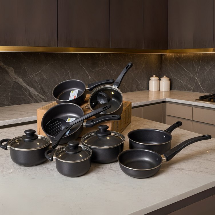 Jogo de panelas de cozinha Marpal Elegan com 10 peças preto