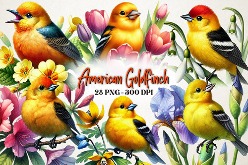 Spring American Goldfinch Bird Clipart 113067863.jpg