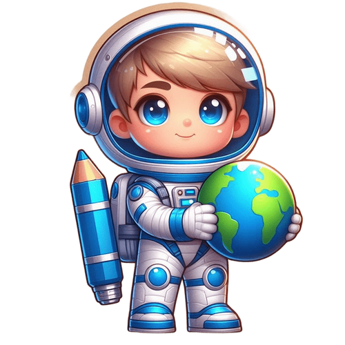 Мальчик космонавт держит планету Земля.png