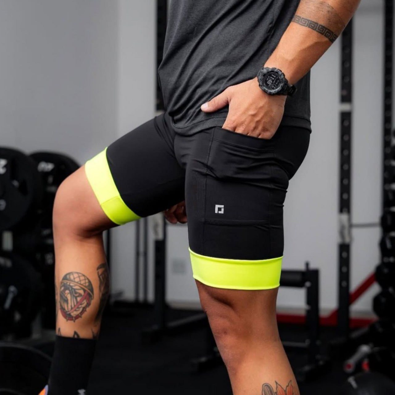 Shorts De Compressão P/ Corrida Masculino C/ Bolsos Laterais