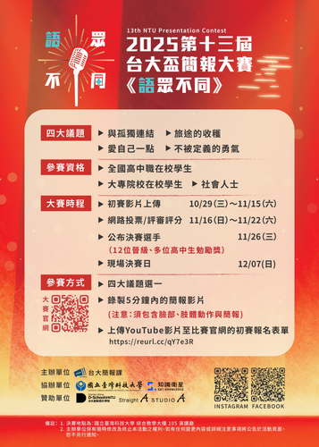 2025「語眾不同」第十三屆台大盃簡報大賽 海報.png
