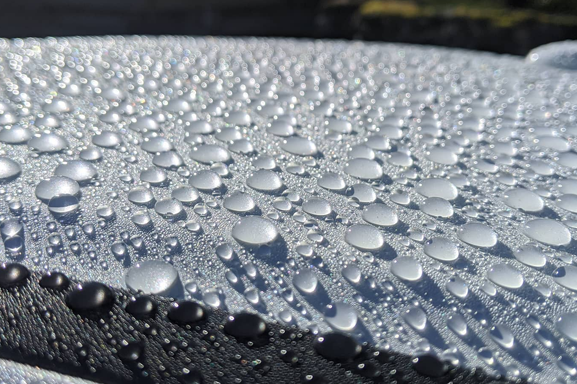 Ceramic coating water beading on paint hydrophobic protection
