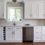 Canada Kitchens shaker white kitchen sink area with window