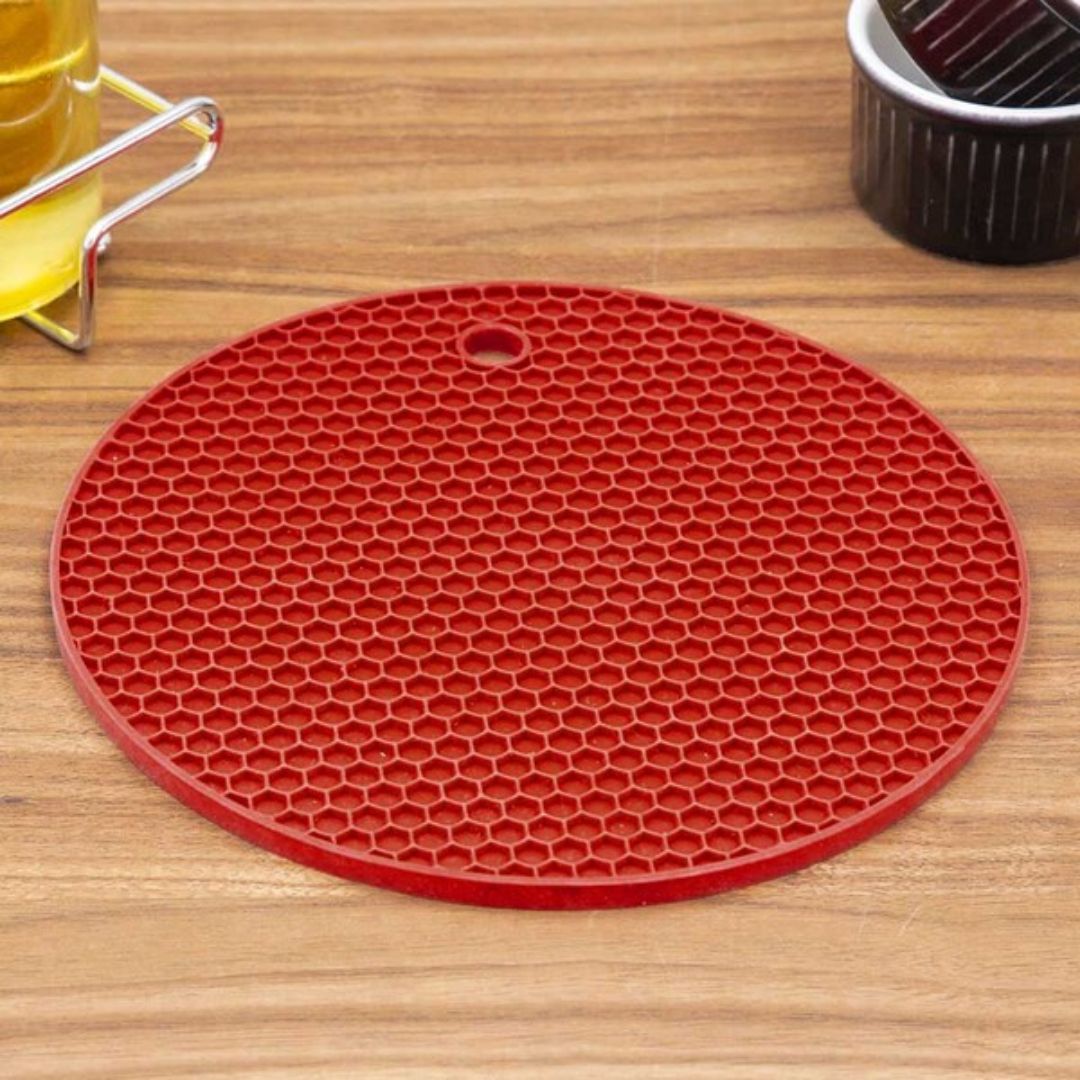 Descanso de Panela Silicone Redondo 18cm Vermelho Bordô – YPN05- Yangzi