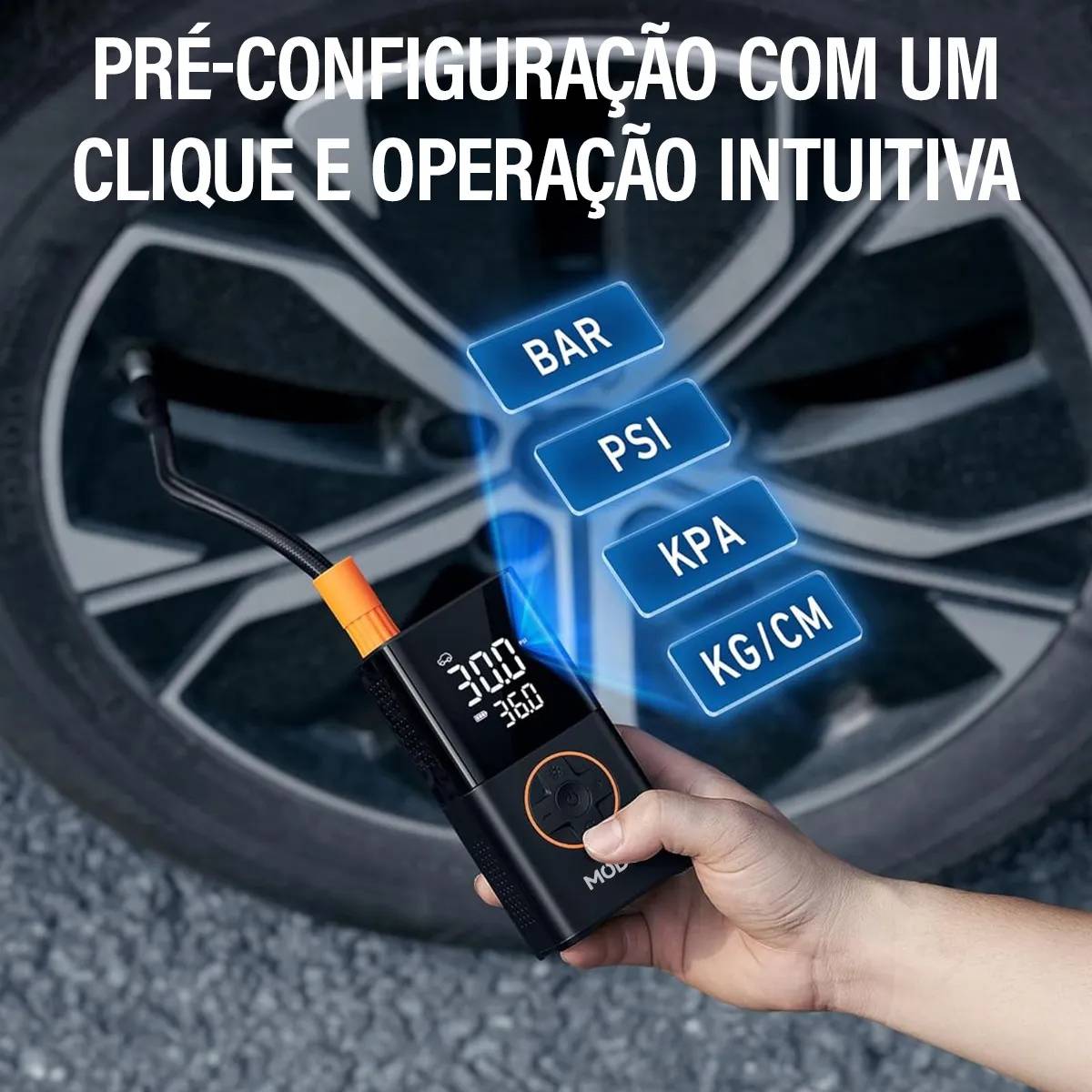 Bomba De Ar Encher Pneu Carro Bike Moto Digital 4000mah