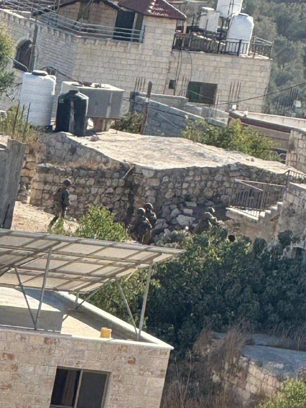 صورة | من انتشار جنود الاحتلال في بلدة بورين جنوب نابلس....