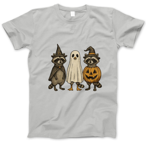 Photograph of four blank t-shirts greys beige and army green. Clipping path included. Ready for your.jpg