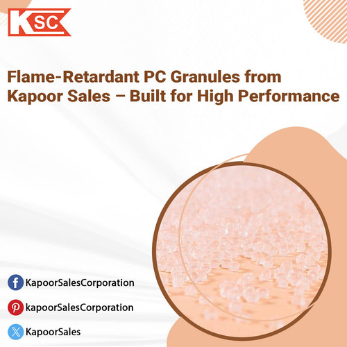 Explore high-grade PC FR Granules at Kapoor Sales Corporation, including PC FR V0, PC FR Grey, PC FR Natural, PC FR Black, and LEXAN PC FR materials. These flame-retardant compounds meet V-0 standards and offer excellent thermal resistance for electrical, lighting, and automotive applications. Kapoor Sales supplies trusted grades like LEXAN FR V0 GRANULE designed for consistent molding and safety compliance. Ideal for OEMs needing performance with fire safety assurance. Choose Kapoor Sales for quality, consistency, and supply reliability.

https://www.kapoorsales.com/pc-fr-granules.php

#PCFRGranules
