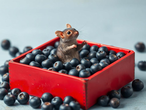www.naked-ai.art - A red box of blue berries with a rat dancing inside.jpg