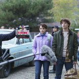 (from left) Madeleine McGraw and Mason Thames on the set of Black Phone 2.