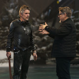 (from left) Ethan Hawke and director Scott Derrickson on the set of Black Phone 2.