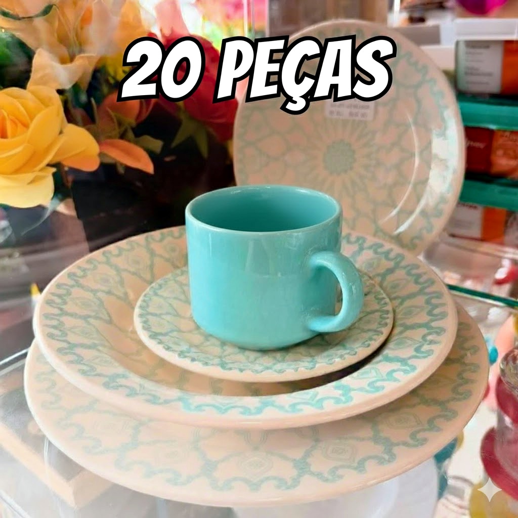 Jogo De Jantar Donna Mandala – 20 Peças – Oxford Cor Azul
