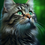 Profound Green Gaze Journey Through a Cat's Dream Portrait