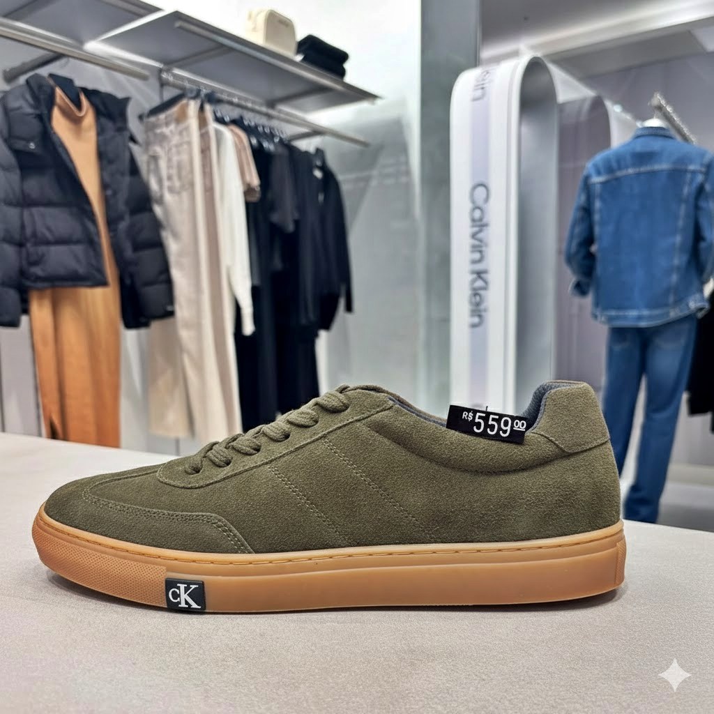 Tênis Calvin Klein Project Camurça Masculino – Verde Militar