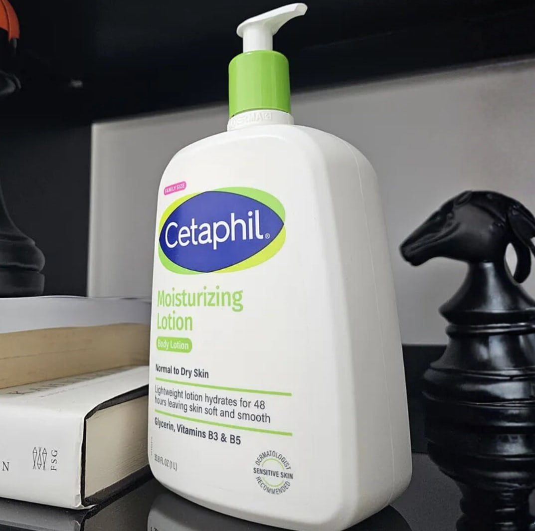 Cetaphil Loção Hidratante Corporal e Facial para Pele Sensível, Normal a Seca 1 Litro – Hidratação 48h com Niacinamida e Pantenol (Pró-vitamina B5)