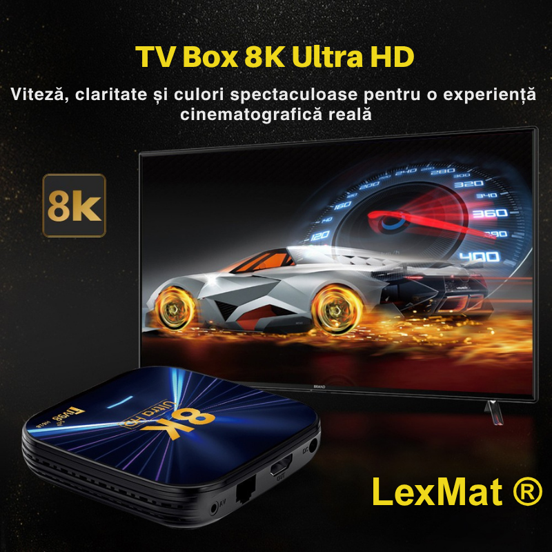 Tv Cu Android TV Box Android 14 8k, 4K HD 5g Dual, WIFI6, Telecomanda Bluetooth, HDMI ...