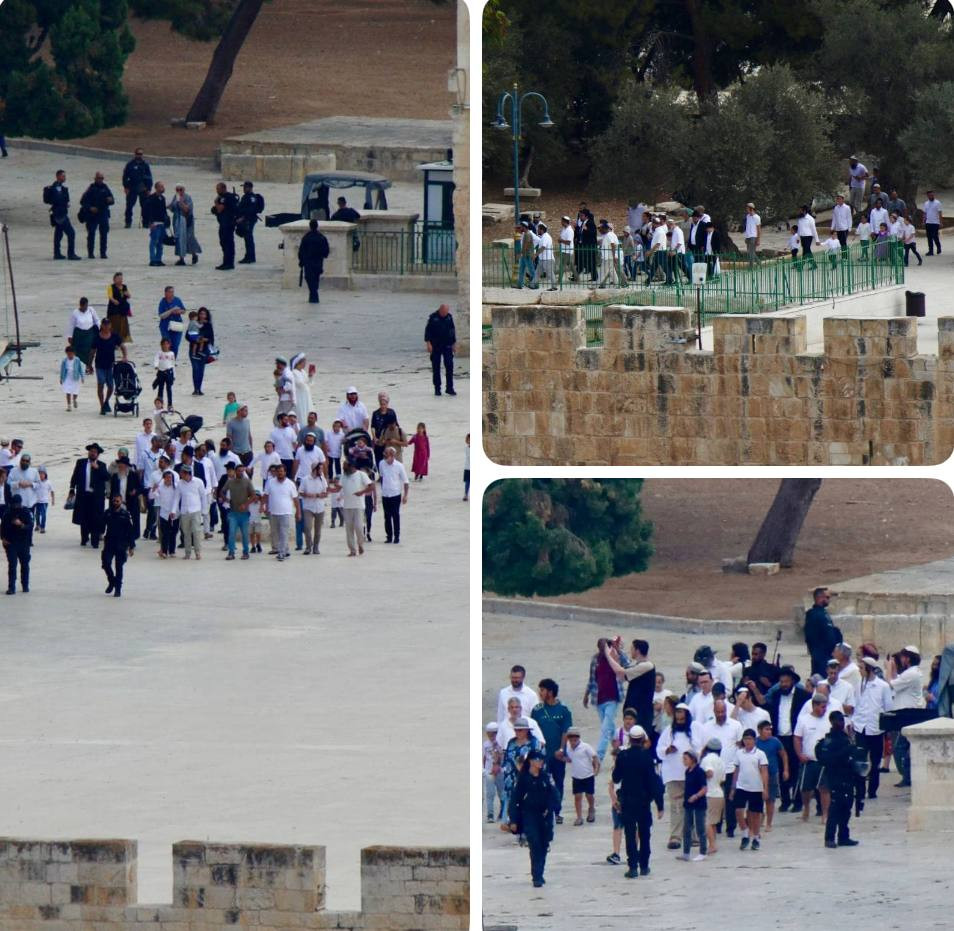 صور من اقتحام مجموعات المستوطنين للمسجد الأقصى المبارك بحراسة الاحتلال في عيد العرش العبري...