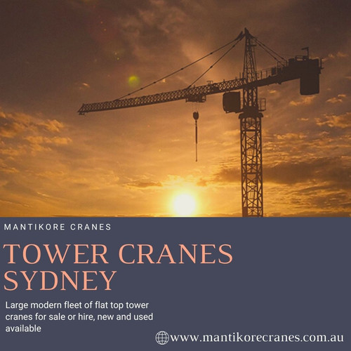 Are you looking for tower cranes Sydney for your construction site? Mantikore Cranes is the best place for your business needs.  Mantikore Cranes is here to do all the diligent work for you. We are giving the setup of the tower crane using our versatile crane reducing any pressure or stress related to the underlying setup stage. The majority of our cranes is appropriately kept up and is reliably given to our customers according to your specific needs. We are providing new as well as used cranes for sale in NSW.  We have Professional who helped you always if any fault might occur. We are also providing Mobile cranes, self-erecting cranes, electric luffing cranes.  For more information visit our website or email us at info@mantikorecranes.com.au. Opening Hours is Monday to Friday from 7 am to 7 pm.

Website: https://mantikorecranes.com.au/

•	Address:  PO BOX 135 Cobbitty NSW, 2570 Australia
•	Opening Hours:  Monday to Friday from 7 am to 7 pm