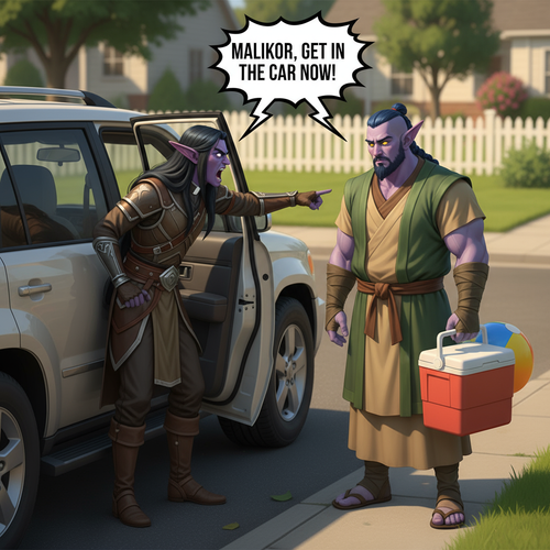 Output an image of Einariel a male night elf hunter priest with long black hair glowing white eyes a.png