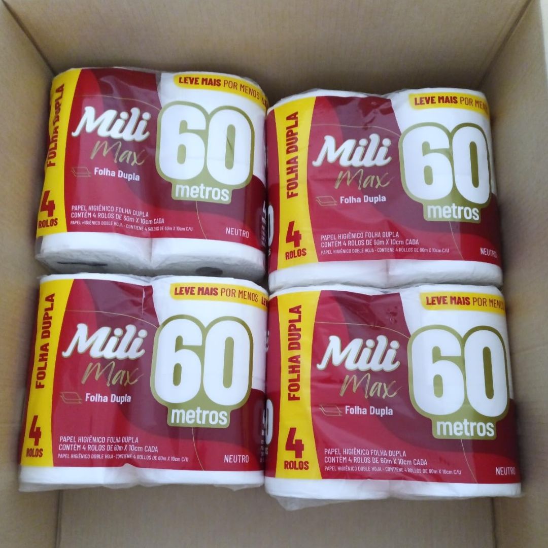 Mili, Papel Higiênico Folha Dupla 4 Rolos, 60 Metros