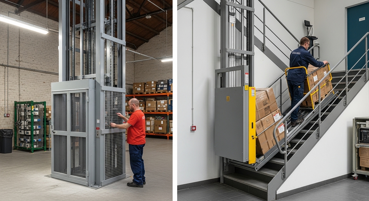 Наклонный подъемник вдоль лестничного марша