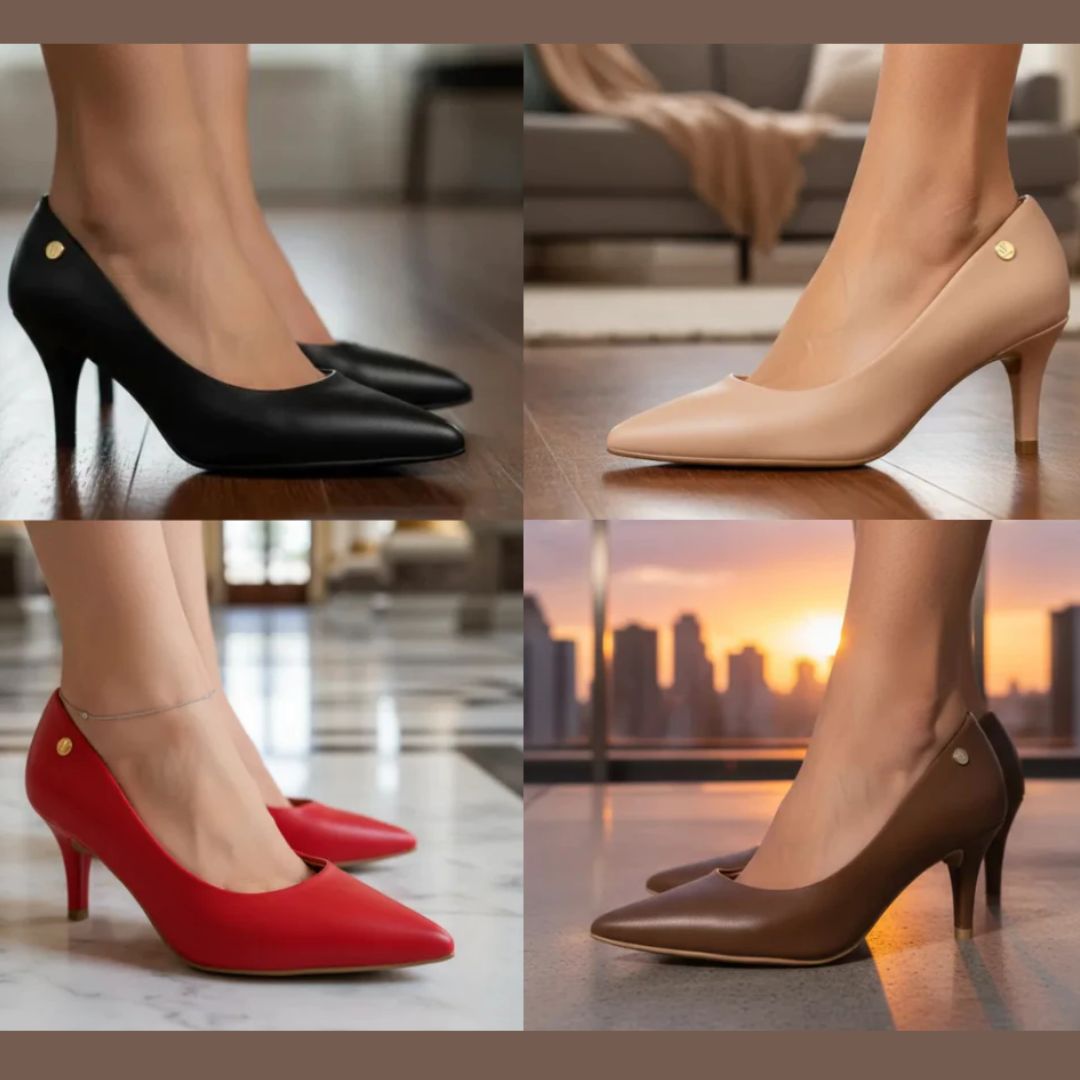 Sapato Scarpin Feminino Tela Shine Bico Fino Vizzano