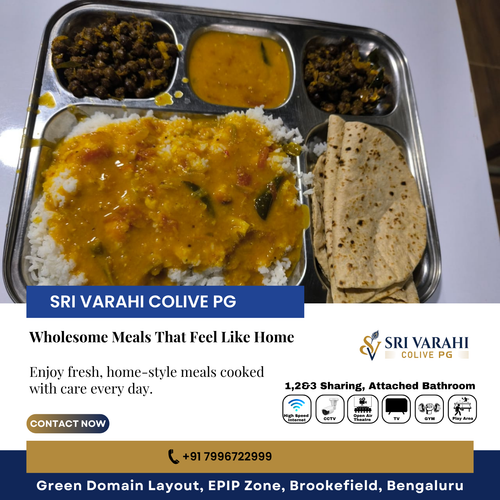 Our kitchen serves fresh, homely meals every day at Sri Varahi Colive PG..png