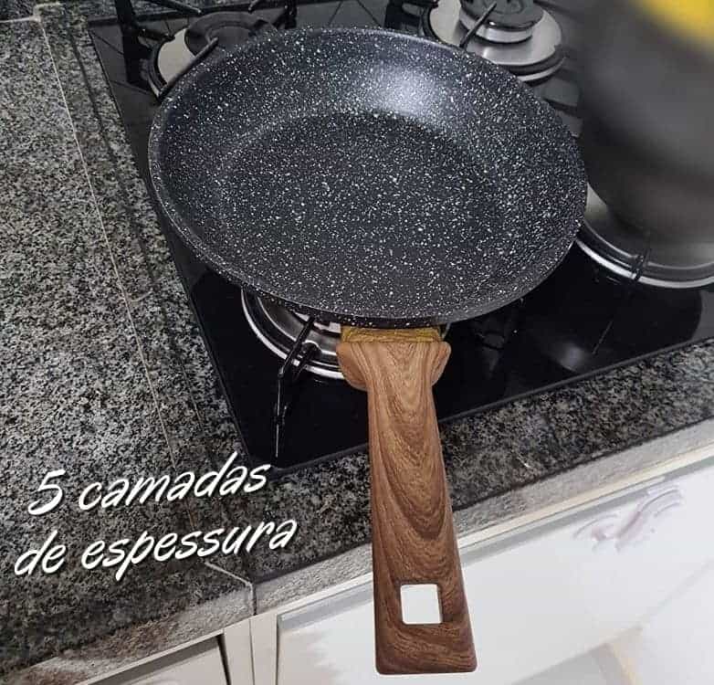 Euro Home – Frigideira 24 cm, 1.5 L de Alumínio com Antiaderente Color Stone Wooden – ALU8303-WD