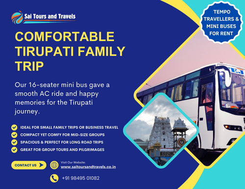 Our 16-seater mini bus set out early for Tirupati with a wonderful family group