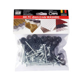 Maišelis su varžtais ir pilkomis tarpinėmis