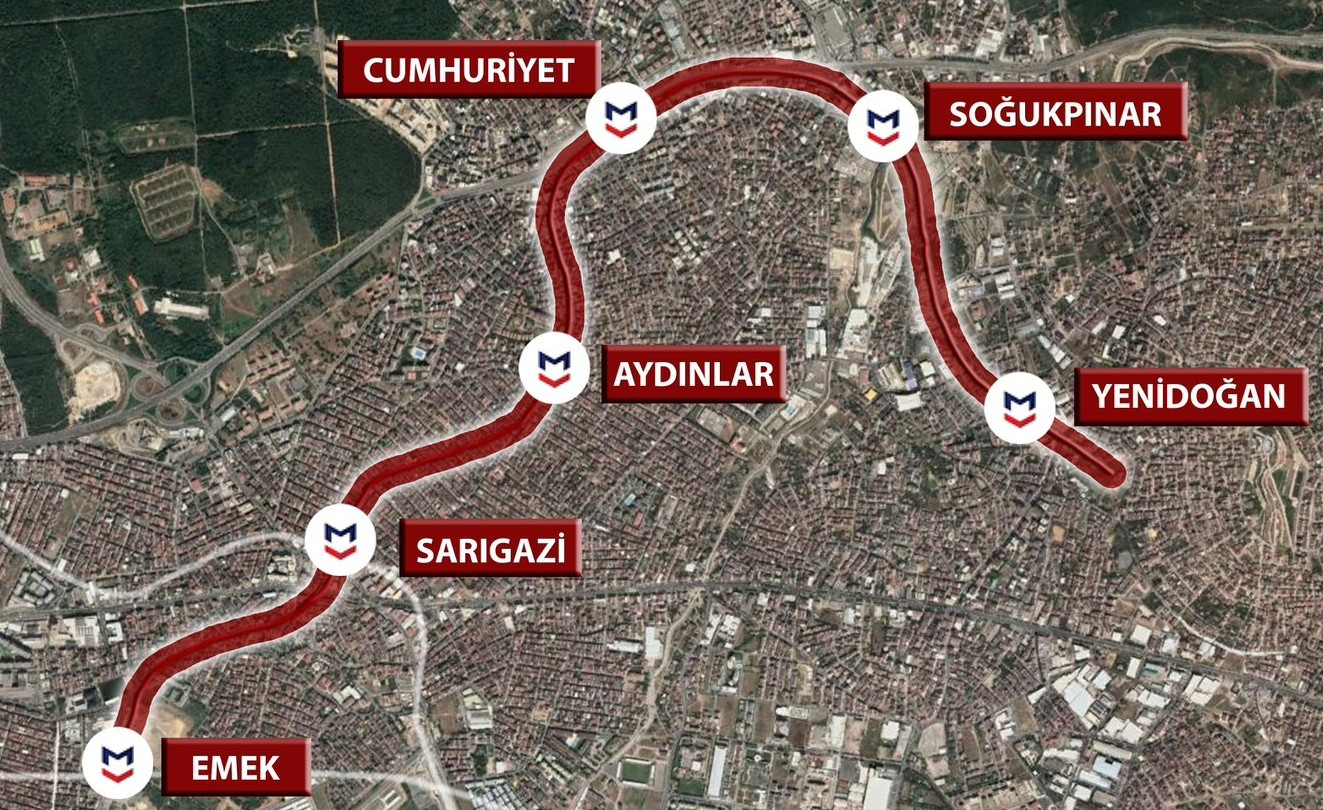 Emek - Yenidoğan Metrosu Haritası