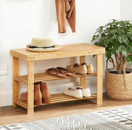 Banco zapatero de bambú - aguanta 130kg - 70x45x28.7cm