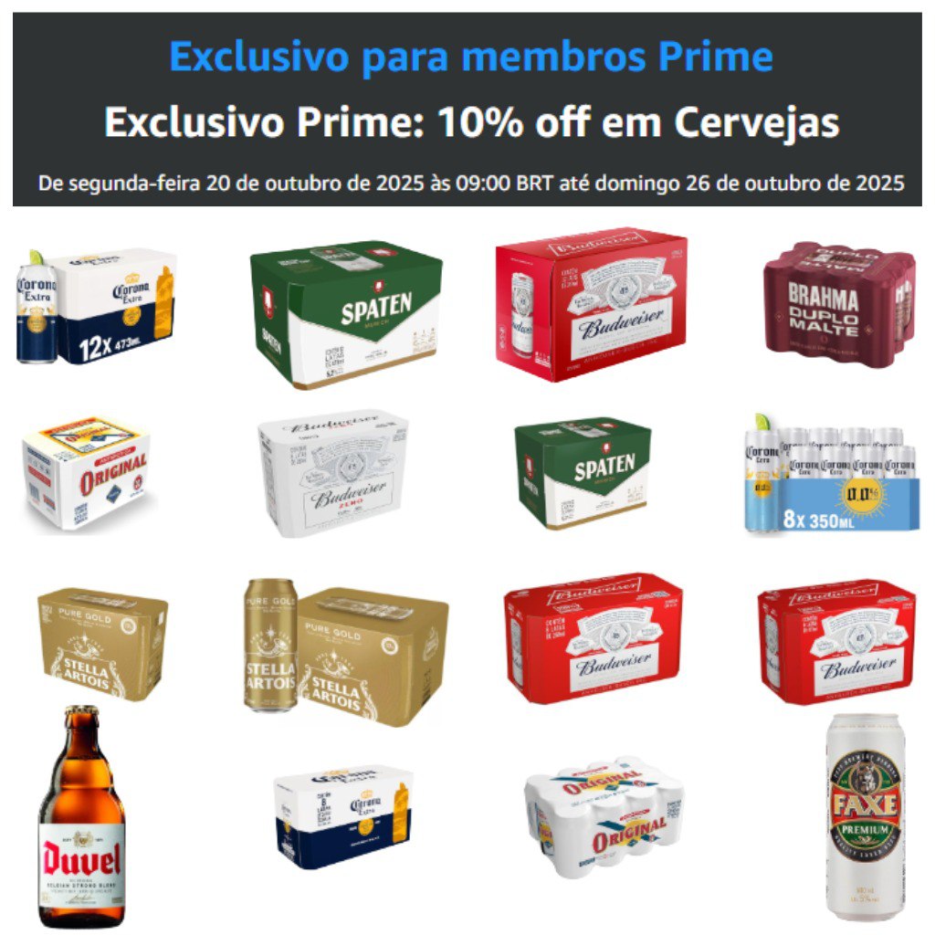 Exclusivo Prime: 10% off em Cervejas